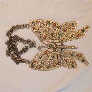 Vtg JULIANA DELIZZA & ELSTER DEC Massive Butterfly Pendant Necklace RARE PINUP
